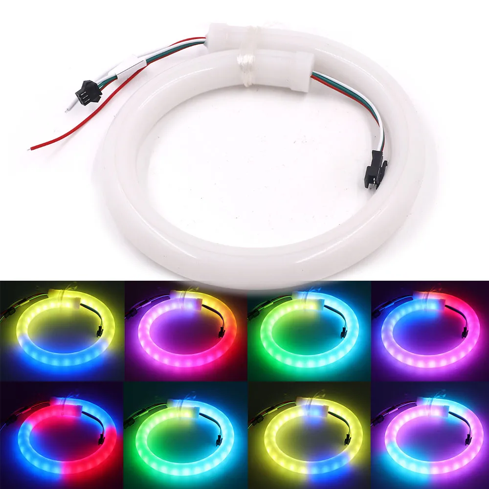 5V 12V NEON LED światło RGB 360 okrągły Rainbow świetlówka WS2811 SK6812 neonowy pasek 60LED/m wodoodporna elastyczna lina światła 0.5m 1m 2m