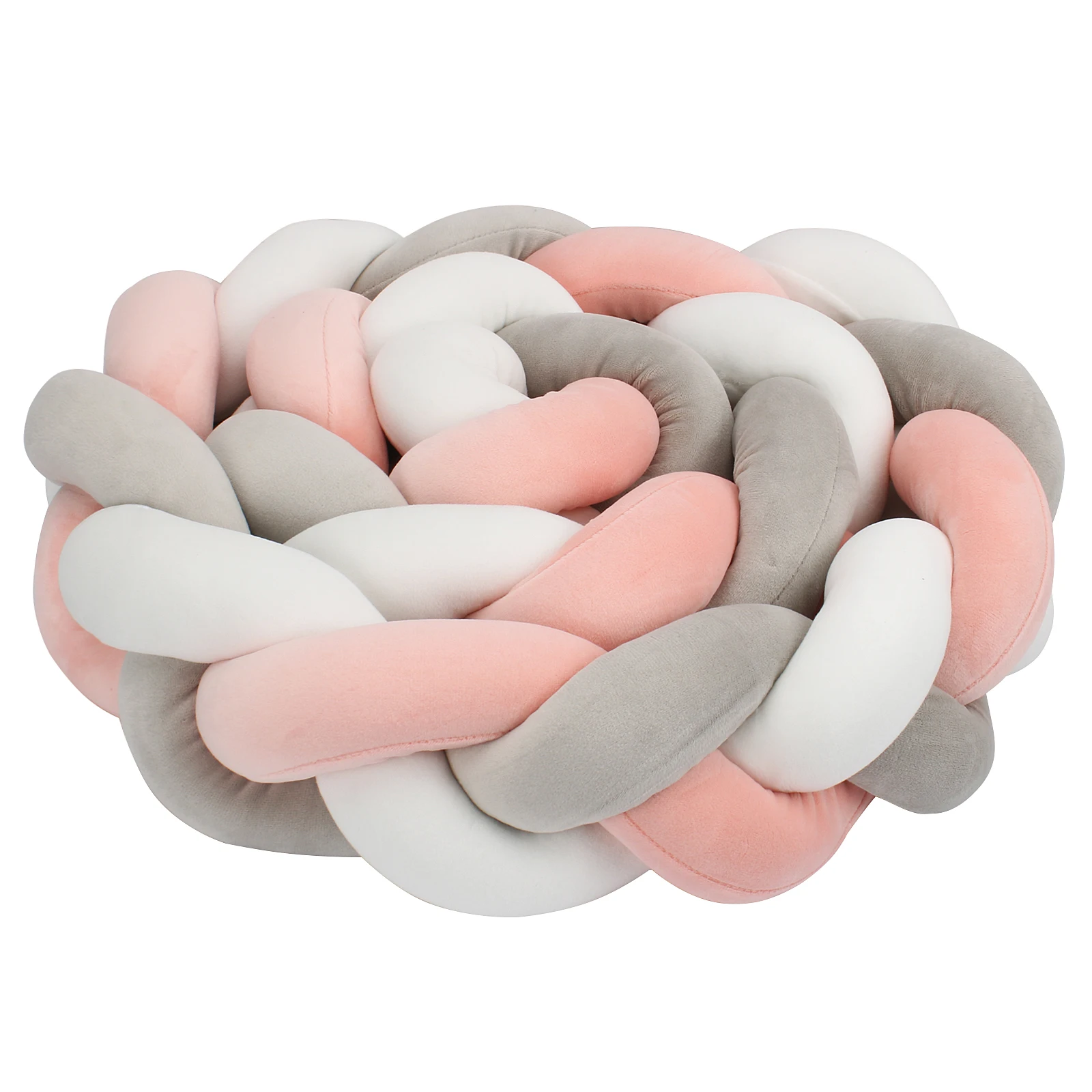  1M/2M/3M/4M Knoten Geflecht Baby Bett Stoßstange Infant Wiege Schutz plüsch Kissen Kissen Krippe Anti-kollision Zimmer Dekor – Detail 10