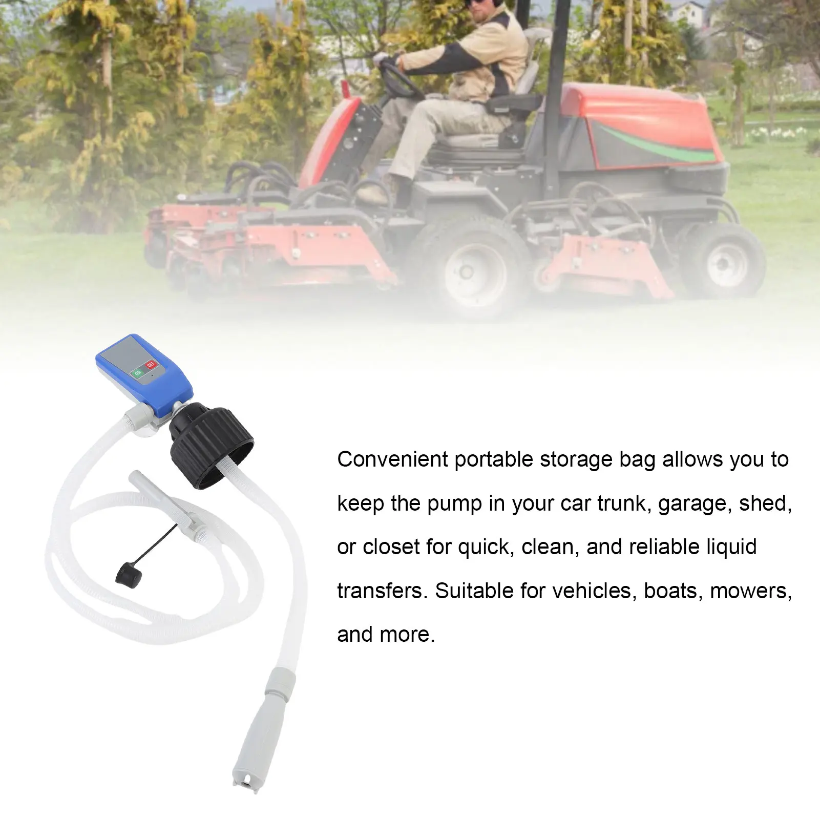 ポータブル電源バッテリーポンプ クリアトランスファーホース 漏れ防止 自動停止 非飲料水用自動燃料移送ポンプ
