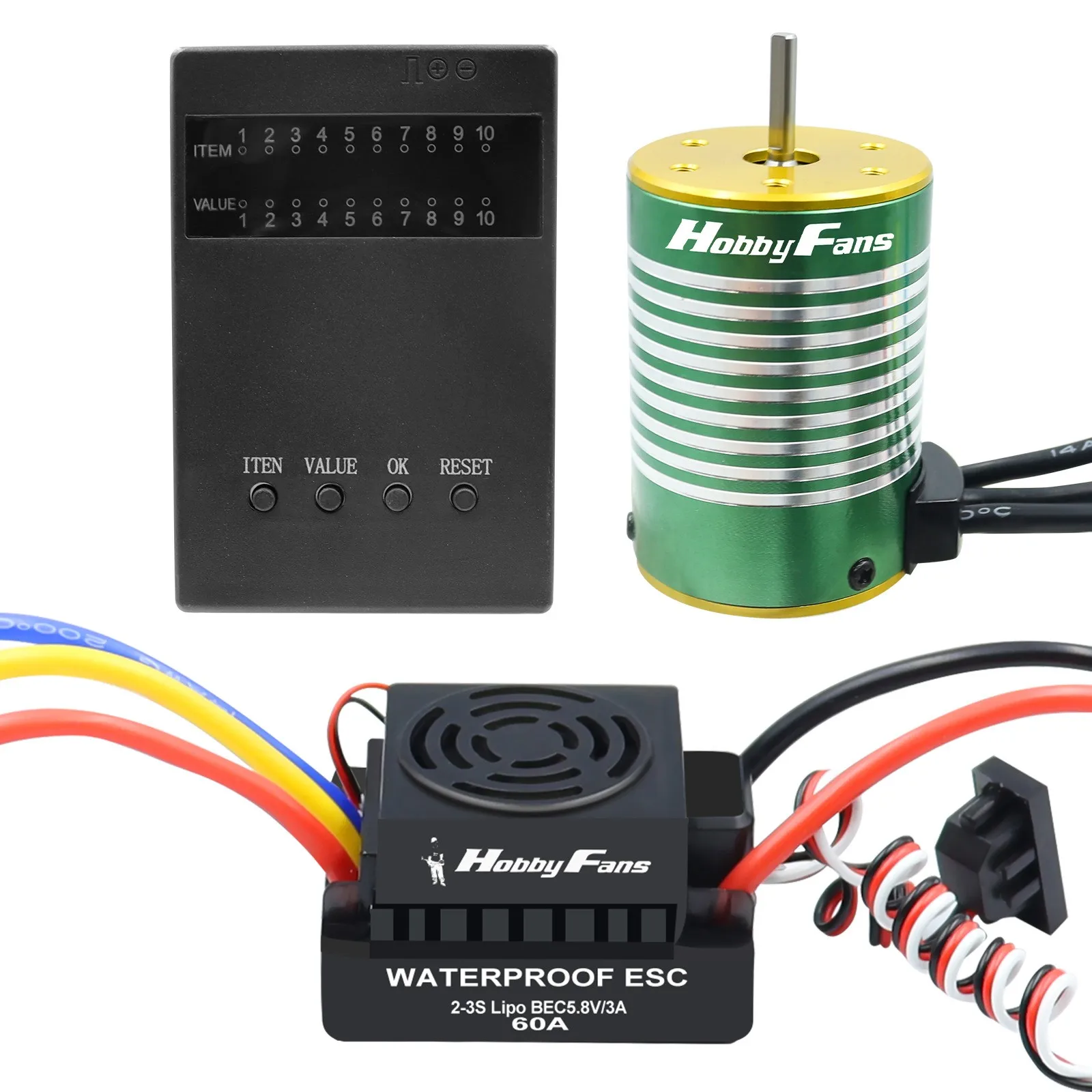 Waterproof BL3650 4300KV +Program Card Combo Set For 1/10 RC Car Truck