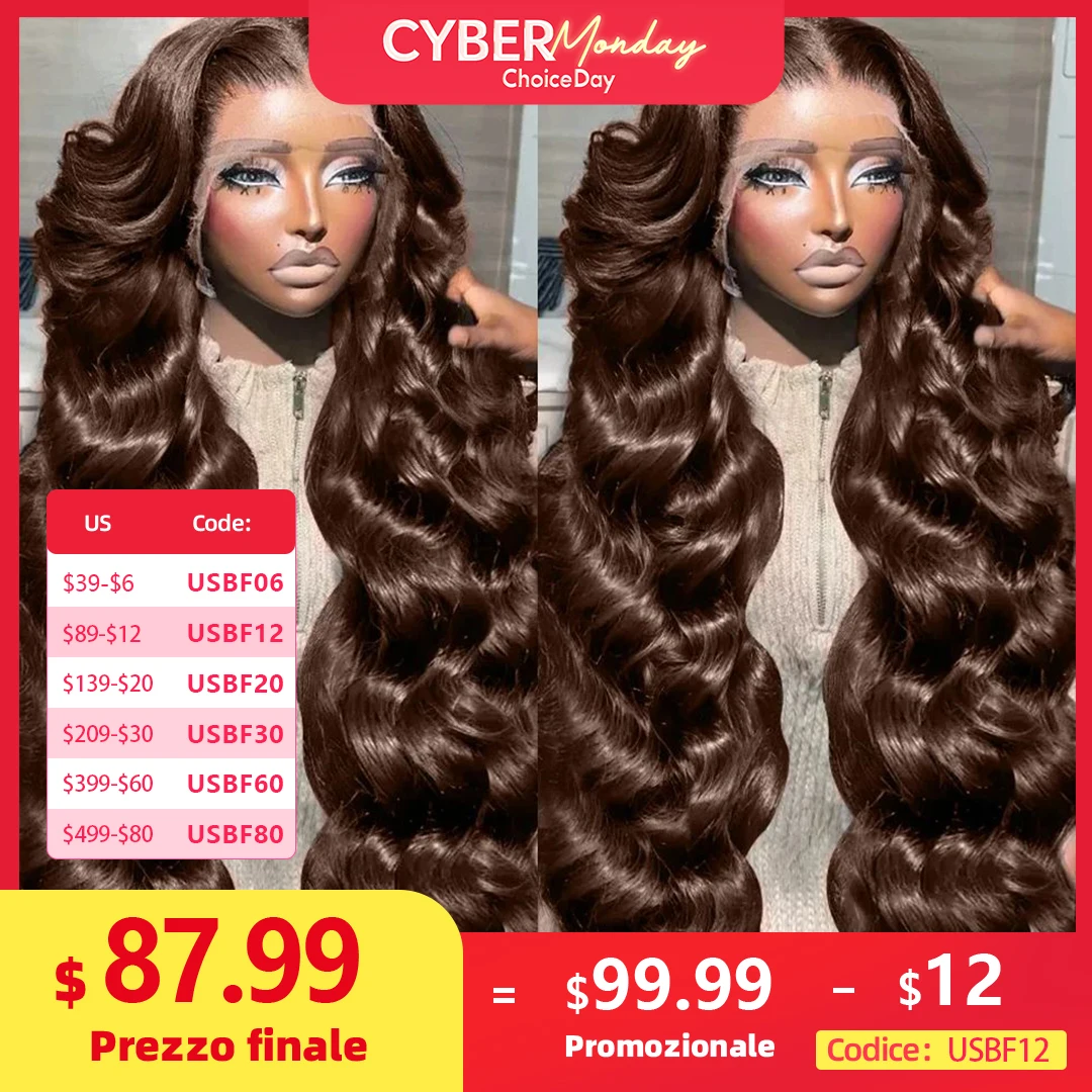 Body Wave Chocolate Brown Lace Front Wigs Human Hair For Women 13x4 13x6 HD Lace Frontal Wig 4x4 5x5 Closure Human Hair Wig