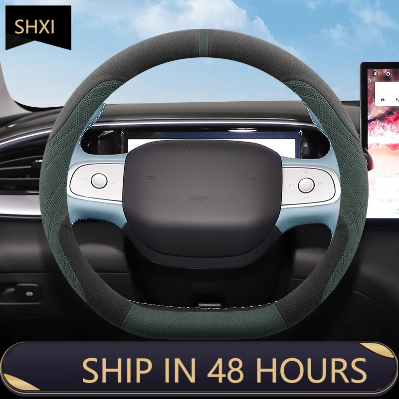 For Geely Xingyuan Winter Steering Wheel Cover Ultra-thin Flip Fur Special Anti-skid Sweat-absorbing Handle Cover Modification