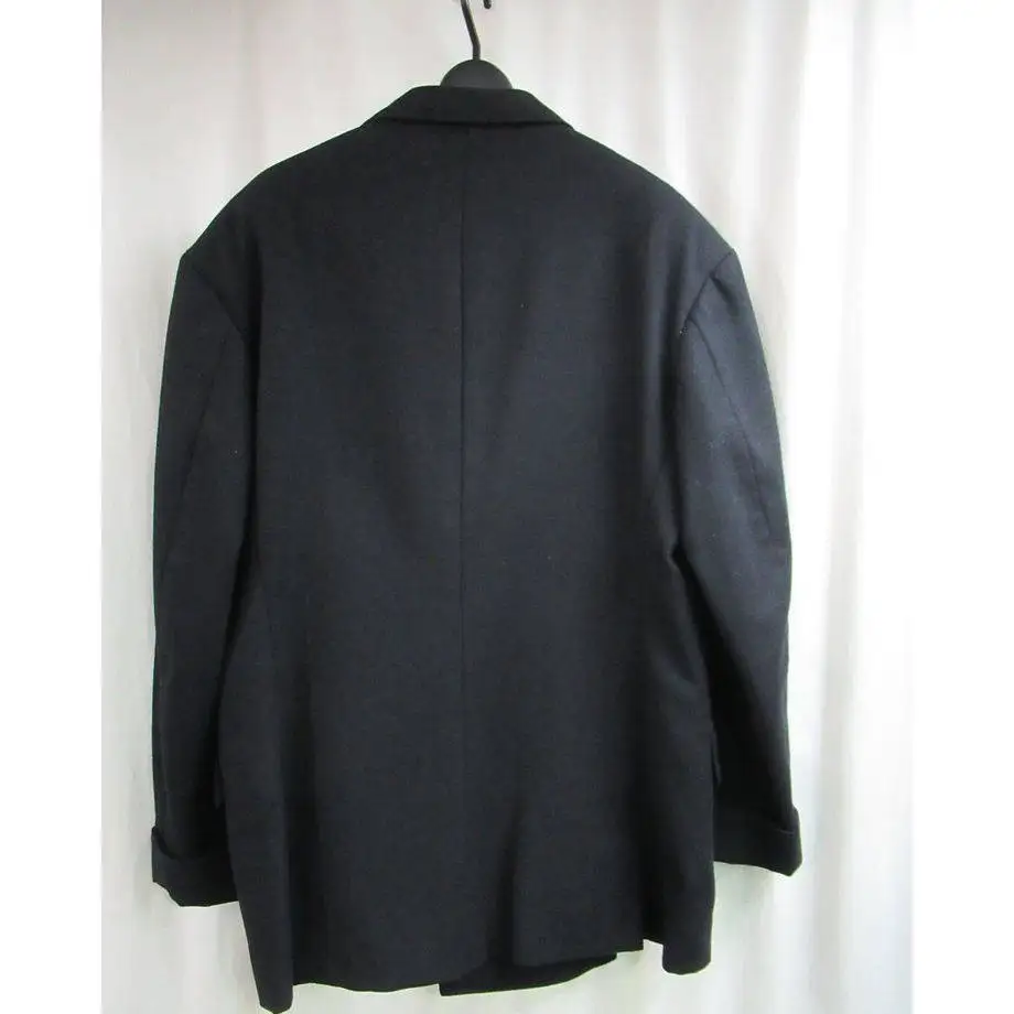 TOP-YAMAMOTO ® Black Double-Peaked Wool Suit Jacket - Men's Business Formal Wear Classic Suit