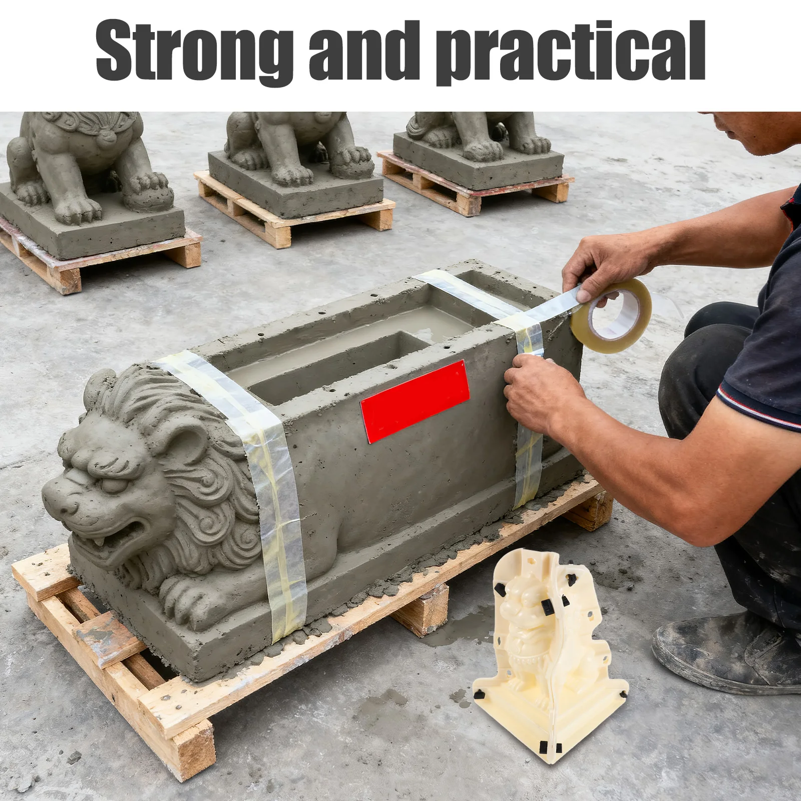 

Concrete Lion Sculpture Mold Detailed Cement Casting Roman Style Garden Balcony Fence Decorative Sculpture Concrete Lion Mold