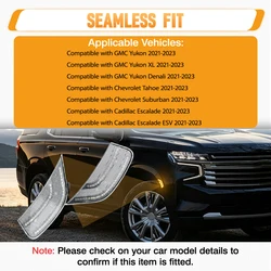 2x LED Front Fender Side Marker Light For Chevrolet Suburban Tahoe Cadillac Escalade ESV GMC Yukon 2021 2022 Bumper Lamp