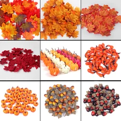 Artificial Maple Leaves Mini Pumpkin Pine Cones Acorns Thanksgiving Halloween Decoration Photography Props DIY Crafts