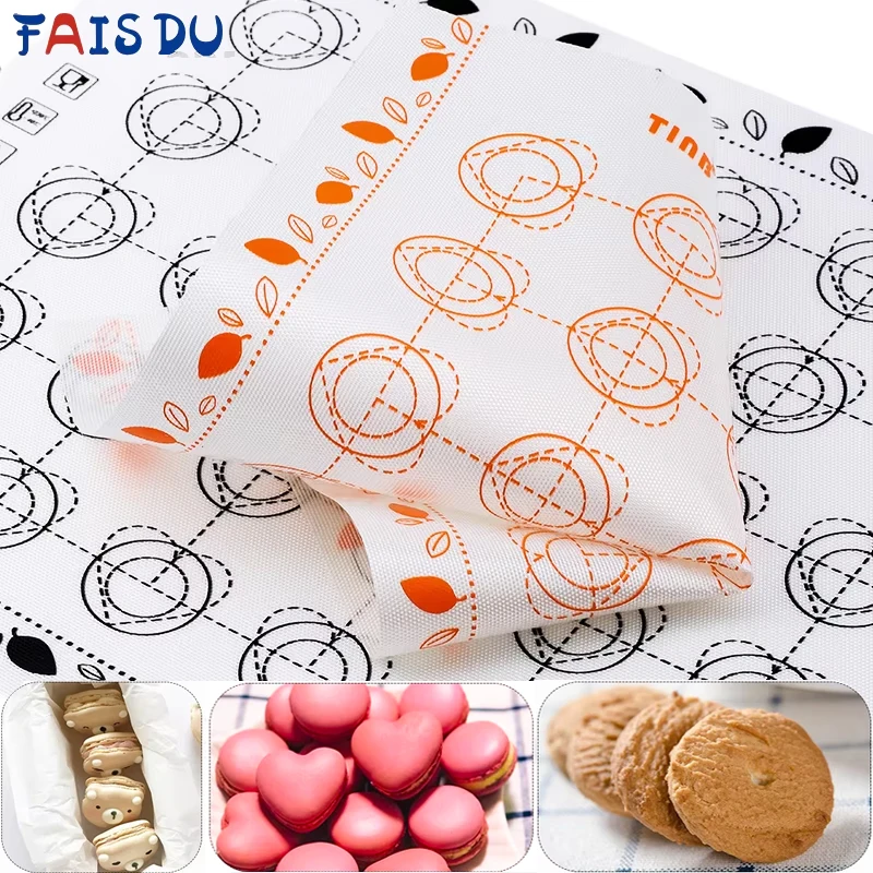 FAIS DU Macaron Silicone Baking Mat Non-Stick Cookie Pad Fondant Bakeware Oven Home for Cakes Pastry Tools Rolling Dough Mats