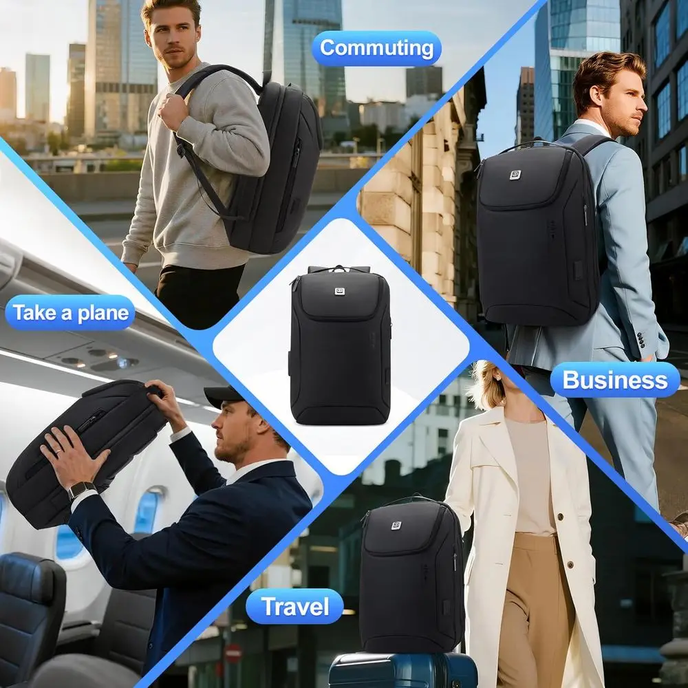 Sac à dos BusinSmart avec serrure TSA, sac à dos pour ordinateur portable imperméable, port de charge USB, sac à dos anti-vol, 180 °   Conception d'ouverture