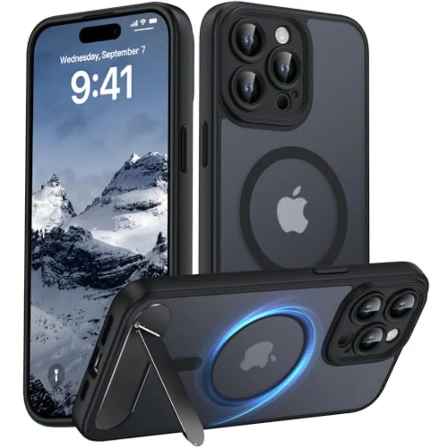 

Magnetic Compatible with Case, [Built-in Kickstand][Full Camera tection][Compatible with MagSafe][Anti-Fingerprint] Shockof Pho