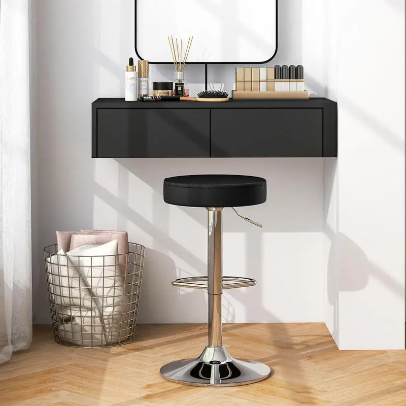 

1 PC Round Bar Stool Adjustable Swivel Pub Chair-Black