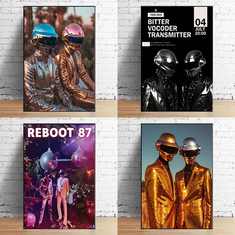 Daft Punk Music Black Club Bar Pop Live Album Artwork Poster Print Wall Art Pictures Canvas Painting Living Room Home Decor Gift