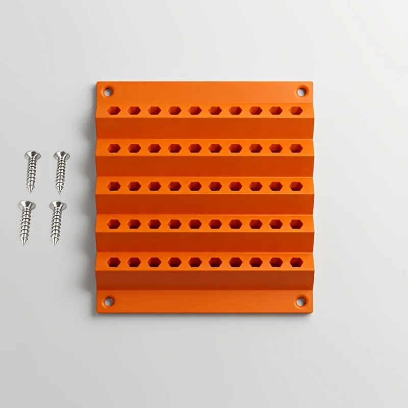 Robuster, an der Wand befestigbarer Bit-Organizer, sechseckiger Halter mit 50 Löchern für 6,3-mm-Bits, Werkzeugaufbewahrungsregal für Schraubendreher, wird geliefert mit – Detail 5