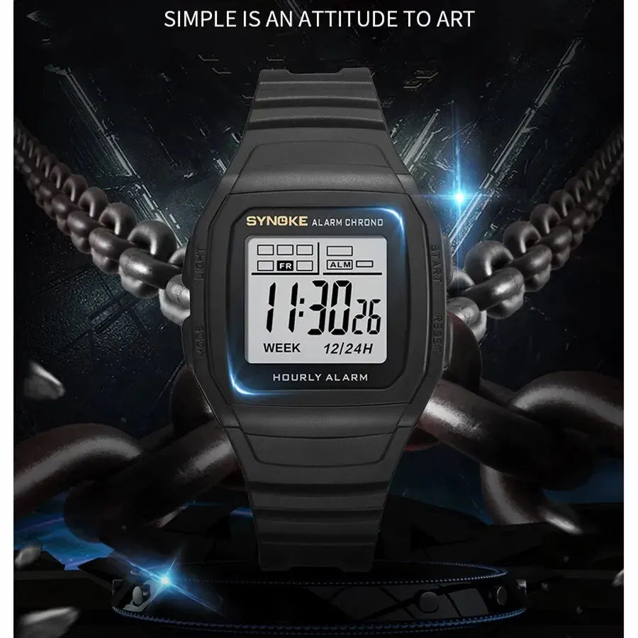 ساعة إلكترونية للطلاب من SYNOKE ، ساعة رياضية للأولاد في الهواء الطلق ، ساعة متعددة الوظائف مضيئة مقاومة للماء ، ساعة عتيقة