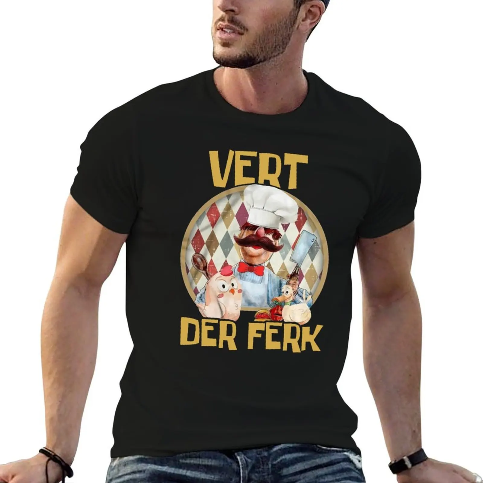 Vintage Vert Der Ferk Swedish Chef Knife Chicken Duck Customized Handmade T-Shirt