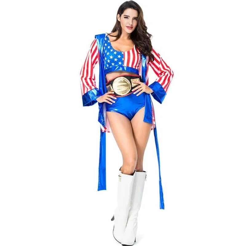 

Halloween Adult Party Cosplay Sexy Womens Boxing Costume