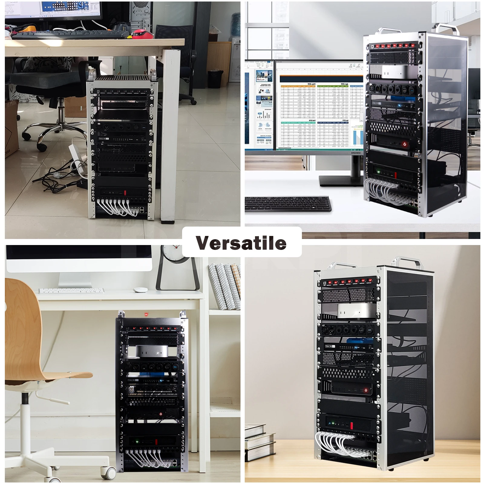 Versão DeskPi RackMate T2 Light, gabinete de servidor 12U de 10 polegadas para rede, servidores, equipamentos de áudio e vídeo