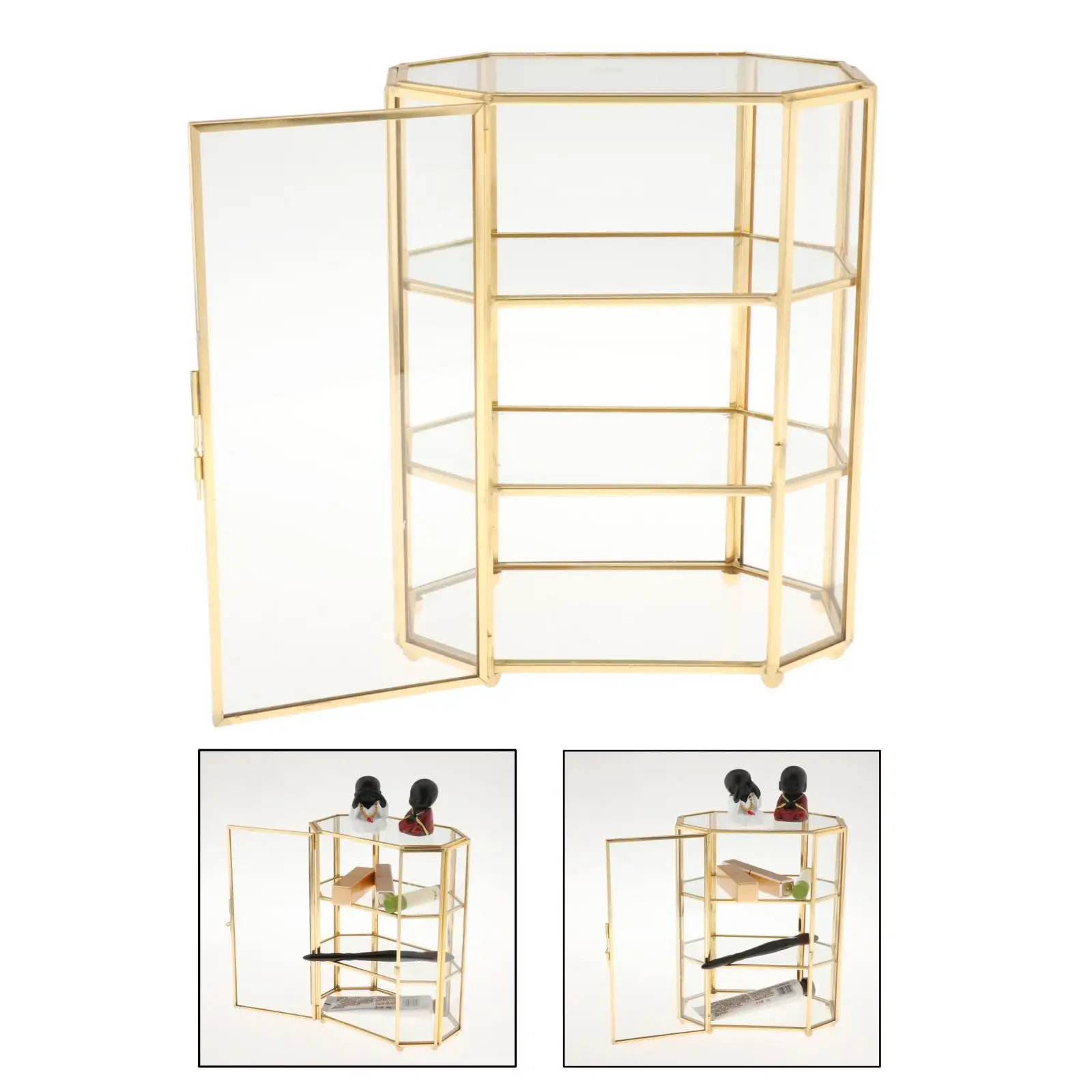 3-Tier Jewelry Trinket Glass Gold Box Keepsake Decorative  Holder  makeup storage box  mask for face women