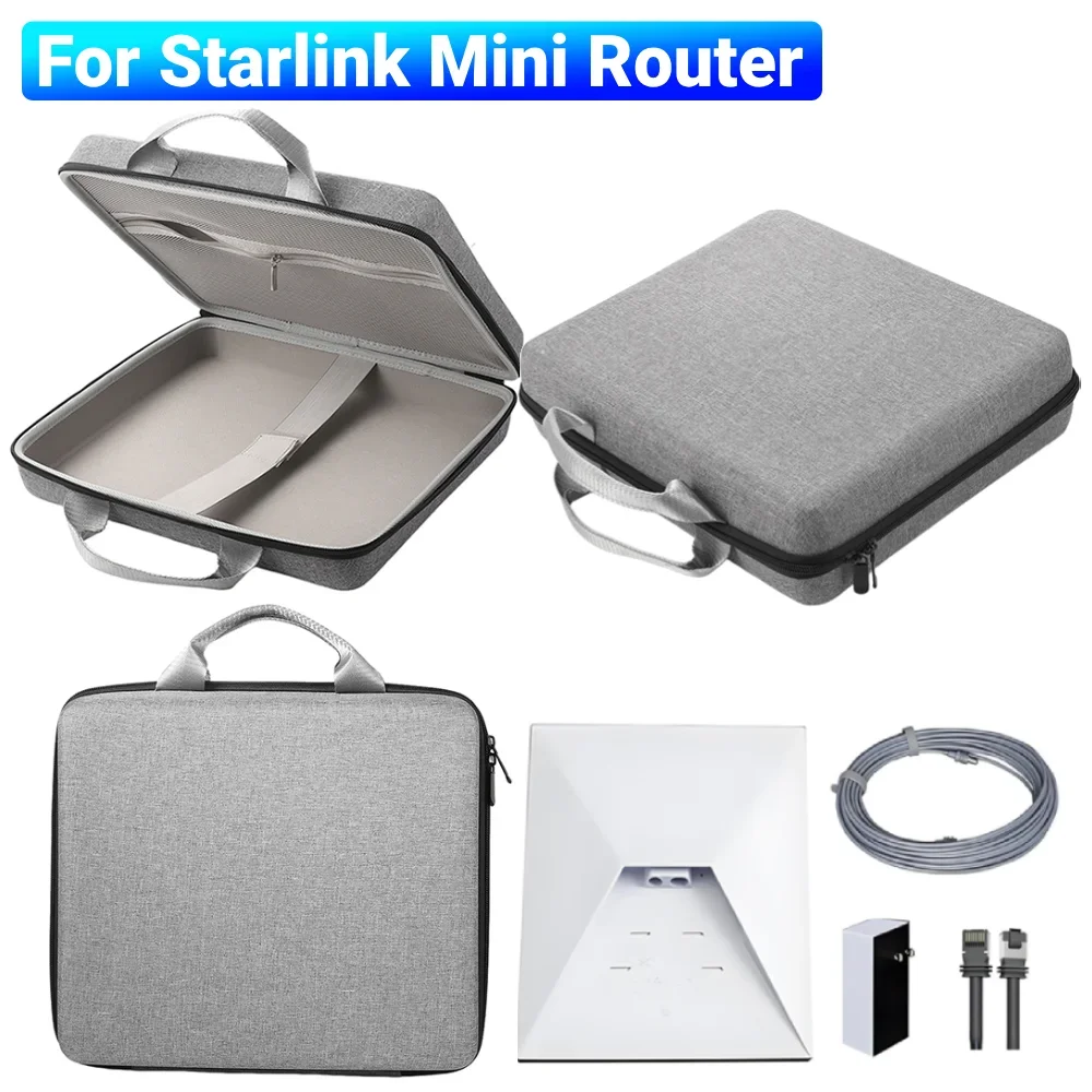 

For Starlink Mini Router Storage Box with Mesh Pocket Portable Router Protection Box Shockproof Zippered Protective Travel Case