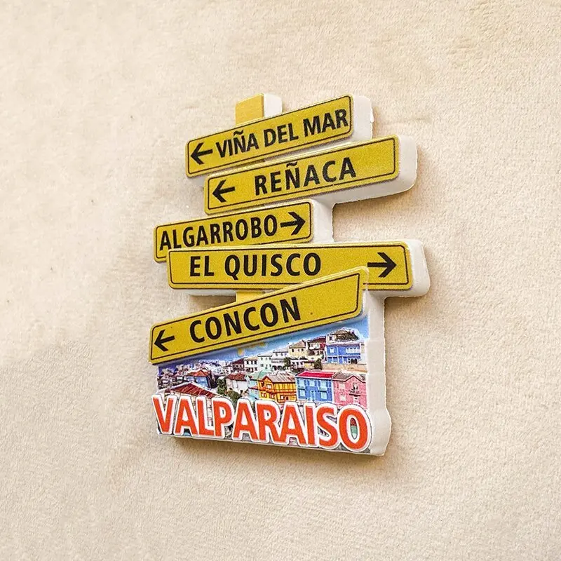 

Chilean Valparaiso 3D Resin Fridge Magnets - Cute Decorative Magnets with Street Signs Like Viña del Mar&Concon for Refrigerator