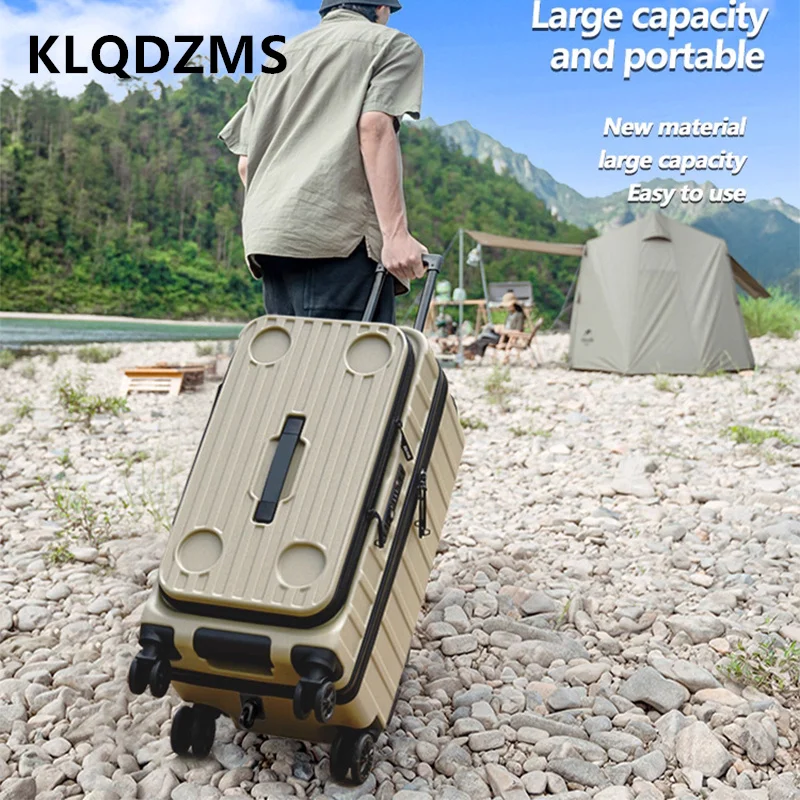 

KLQDZMS Кемпинговый чемодан 26 "29 дюймов, большой вместительный чемодан на колесиках из АБС-пластика + ПК, проверенный ящик для пароля, женский универсальный чемодан на колесиках