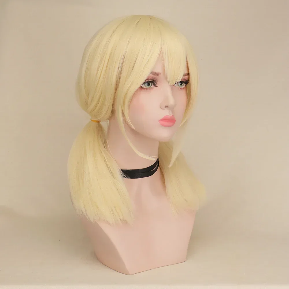 Wig Cosplay Genshin Impact Klee, Wig emas, Wig Cosplay Anime, Wig sintetik tahan panas, Wig Halloween untuk anak perempuan