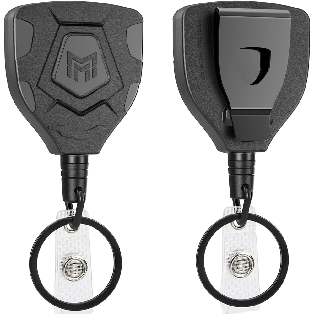 2-Pack Heavy Duty Retractable Keychain with Belt Clip, ID Badge Reel Key Chain, Badge Holder with 31.5' Steel Cord and Key Ring