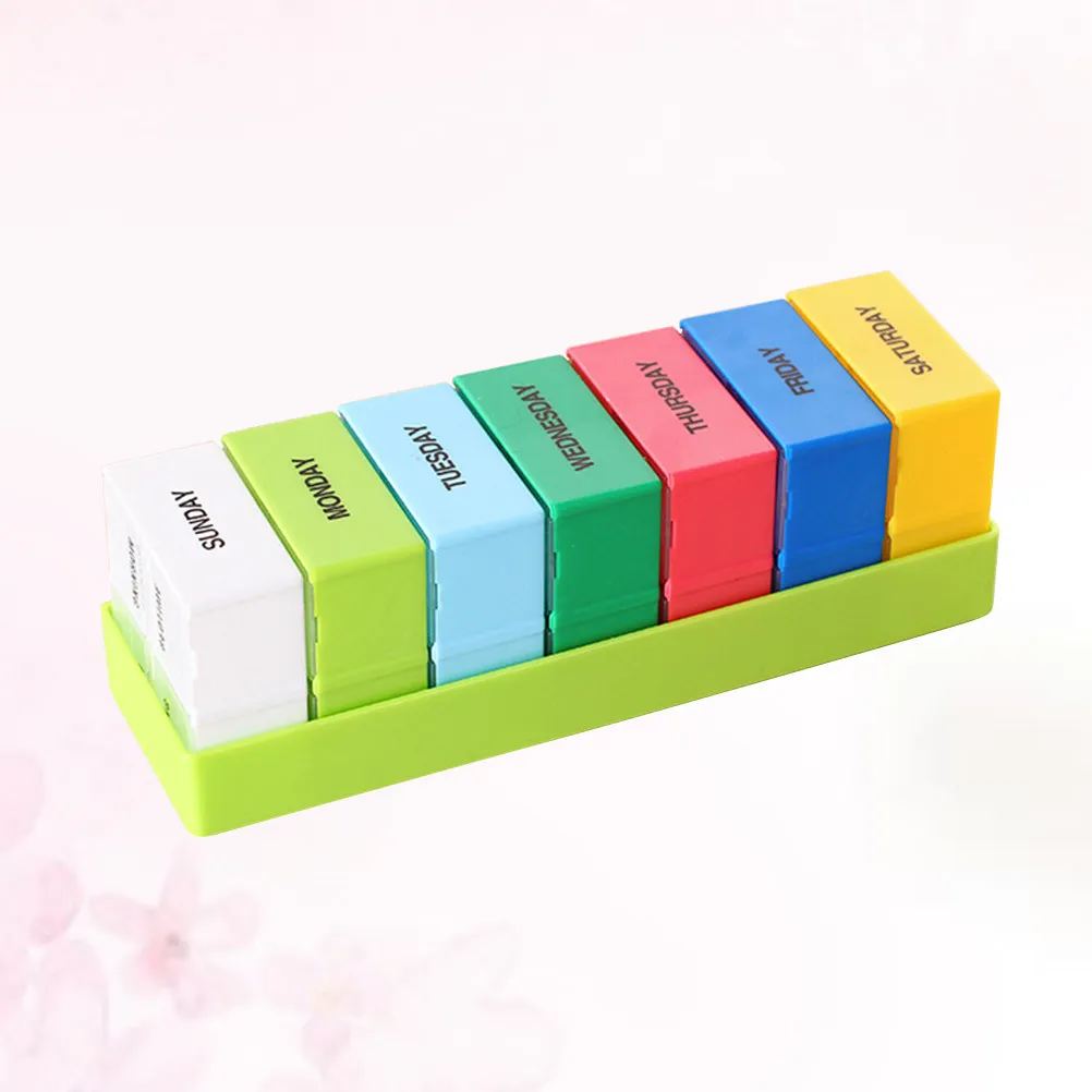 1Set Pill Organizer Medicine Box Large Capacity 28 Grid Weekly Round Shape Portable Container for Home Travel Outdoor Use