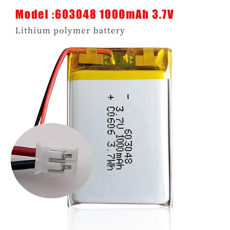 

3.7V 1000mAh 603048 Lithium Polymer Batteries for MP4 GPS LED Light Purifier Bluetooth Headset Speaker Rechargeable Battery