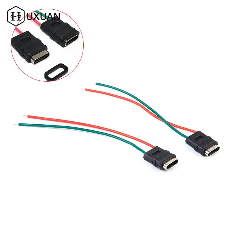 USB Type C Waterproof Connector Welding Wire Female Socket High Current Fast Charging Type-c Female Port Charging Interface Jack