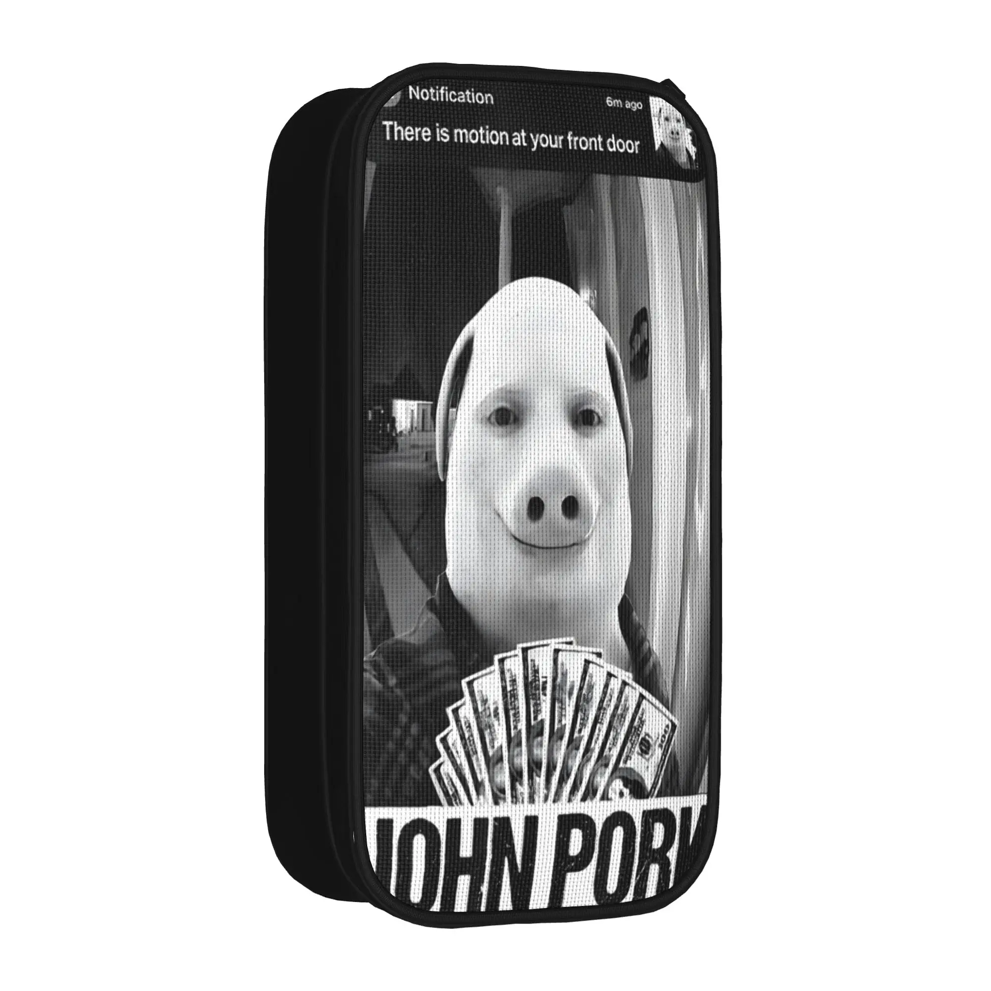 John Pork Motion at Your Front Door Doorbell Meme with Money Pencil Case Pencil Bag Boys Canvas Fashion School Pencil Cases
