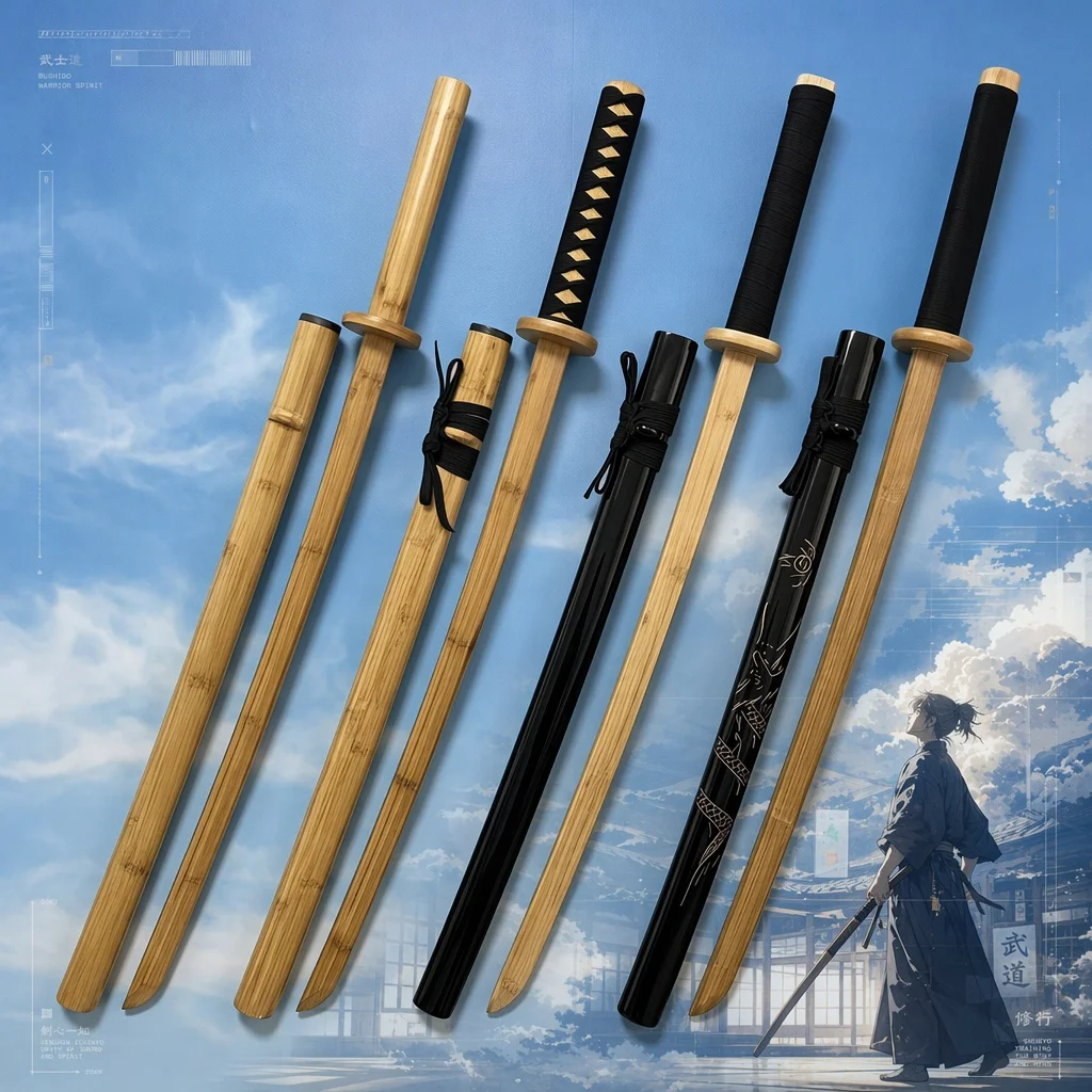 Katana d'entraînement Iaido de 40 pouces, réplique d'épée de cosplay anime, couteau de ninja, sabre, plusieurs styles, taille réelle 1:1, jouet en bois, cadeau