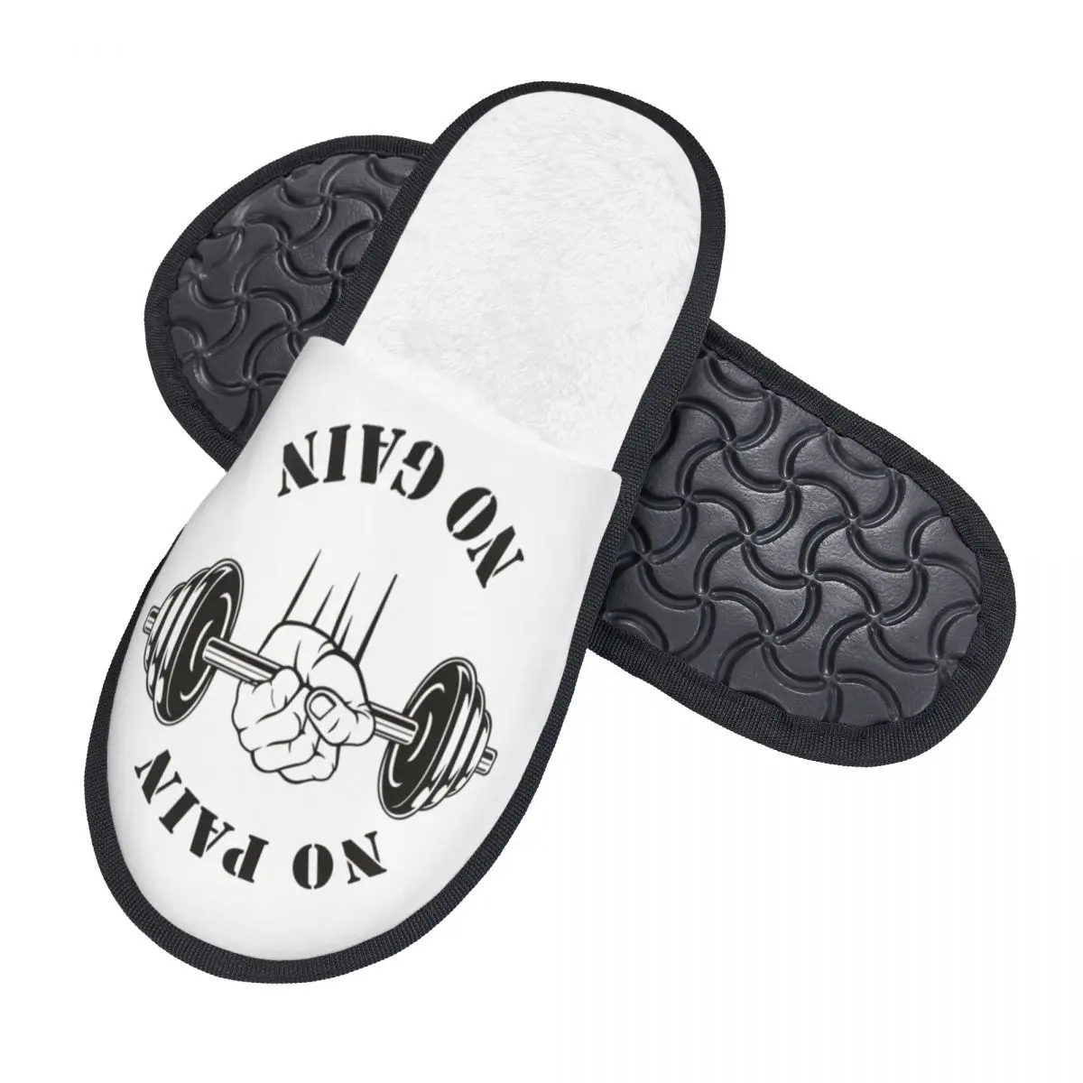 Custom No Pain No Gain House Slippers Women Soft Memory Foam Bodybuilding Fitness Gym Slip On Spa Slipper Shoes