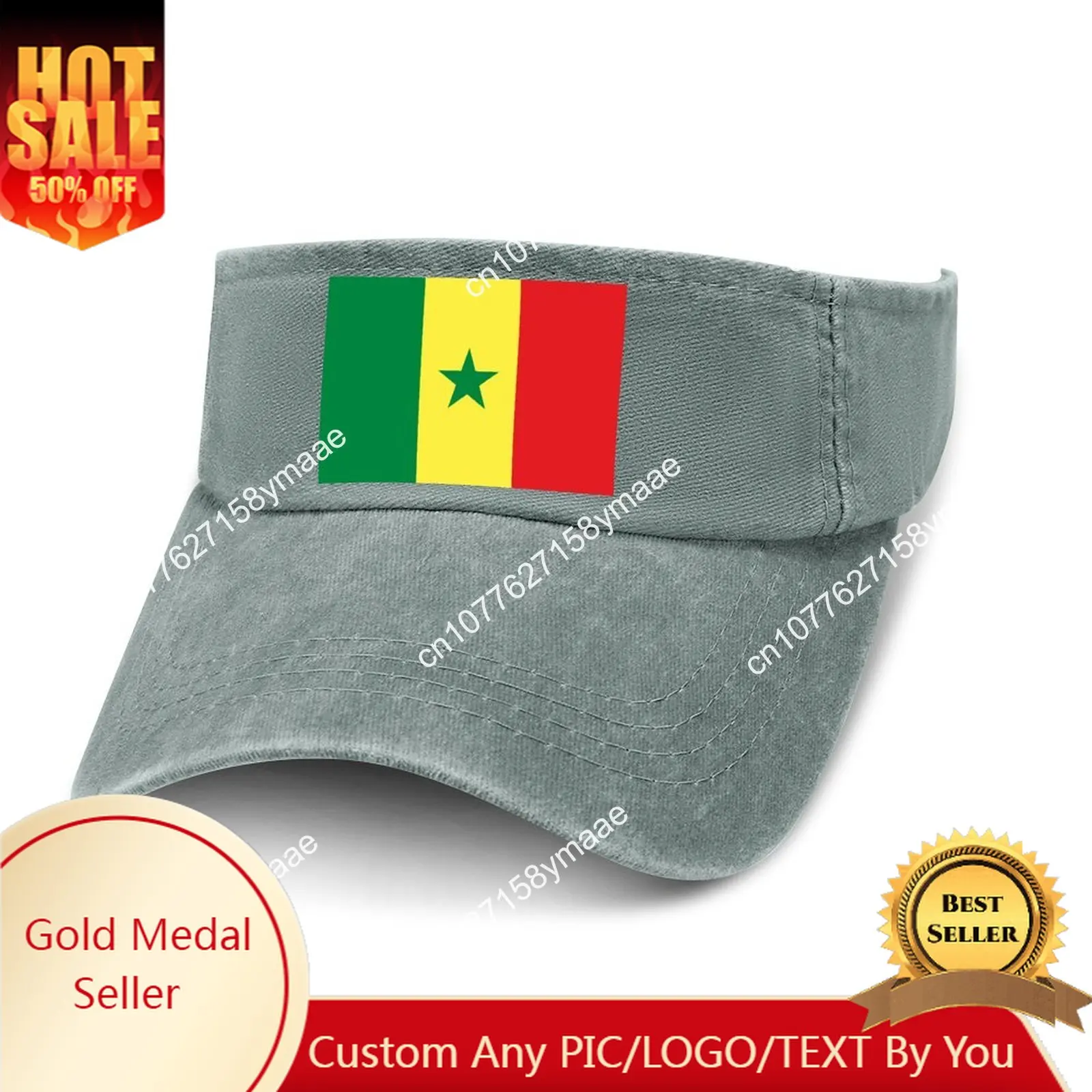 

Senegal Flag Sun Visor Leaky Top Cowboy Hats Mens Womens Customize DIY Cap Sports Baseball Tennis Golf Caps Empty Open Top Hat