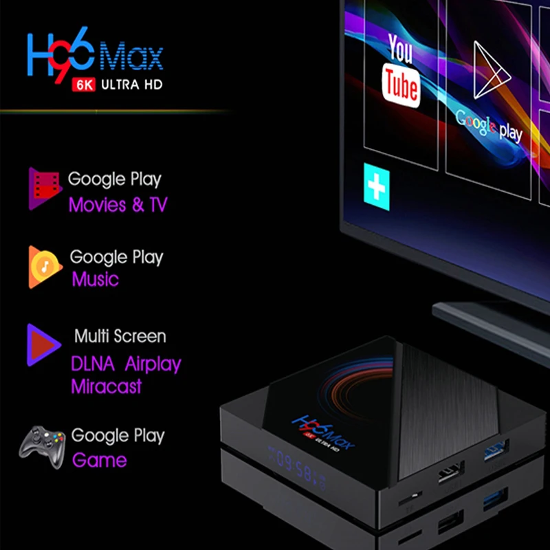 H96 MAX H616 Android 10 TV Box 4GB RAM 64GB ROM مشغل الوسائط مع 2.4 & 5.8G Dual WIFI 6K Ultra HD Youtube Google Play Set Top Box #5