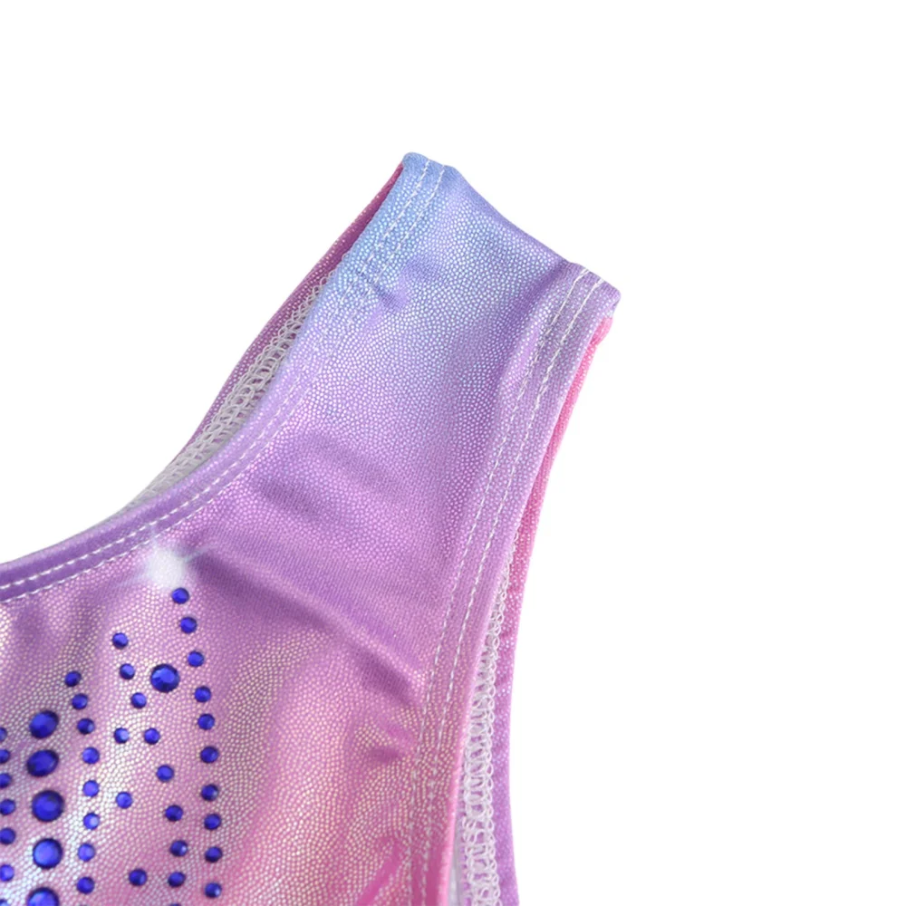 Gymnastics Leotards for Girls Bronzing Dance Leotard Sleeveless Dancewear Girls Leotards Athletic Ballet Dance Dress Kids 5-14 Y