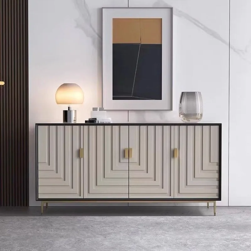 

Italian minimalist side cabinet light luxury modern tea cabinet living room creative design black paint porch cabinet locker