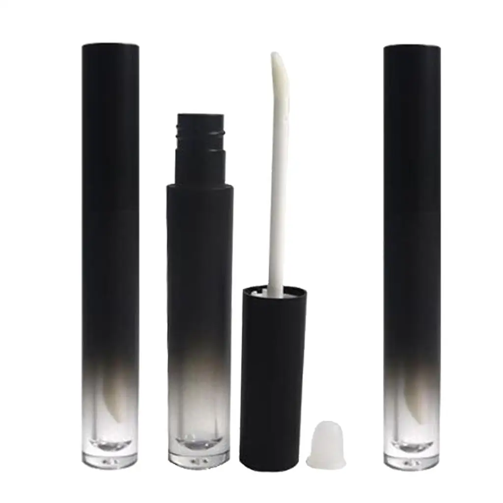 3x 4.5ml Matte Black Lip Gloss DIY Tubes with Wand Lip Stain Storage Bottles