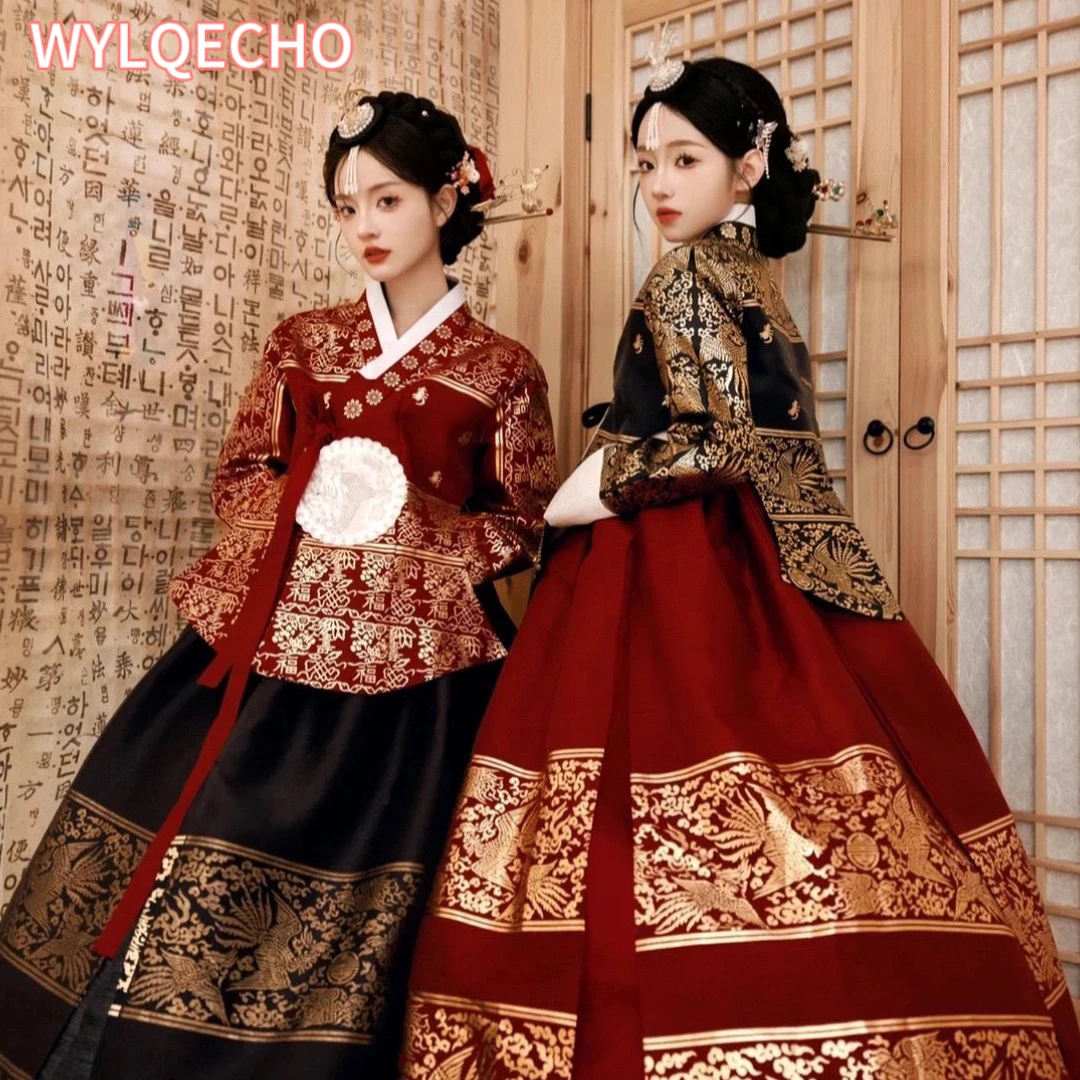 Yanji Travel Photography Clothing Women's Korean Dress Black Hot Silver And Gold Plated Korean Hanbok Palace Suit