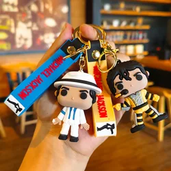 Creative King of Dance King Jackson Keychain Handmade Key Ring Holder Pendant Key Chains Men's and Women's Bag Accessories