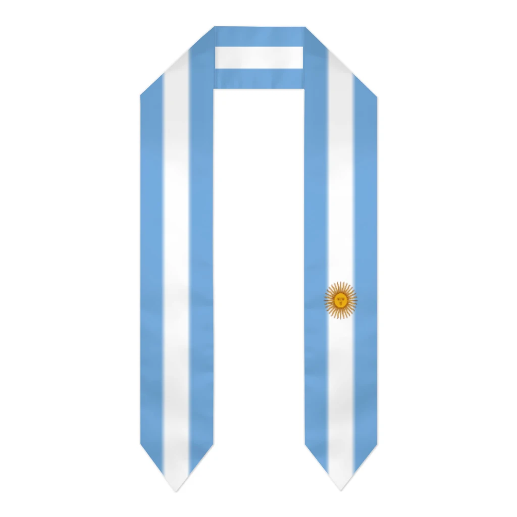 Graduation Sash Argentina Flag scarf Shawl Stole Sapphire Blue with Star Stripe Bachelor Gown Accessory Ribbon 180*14cm