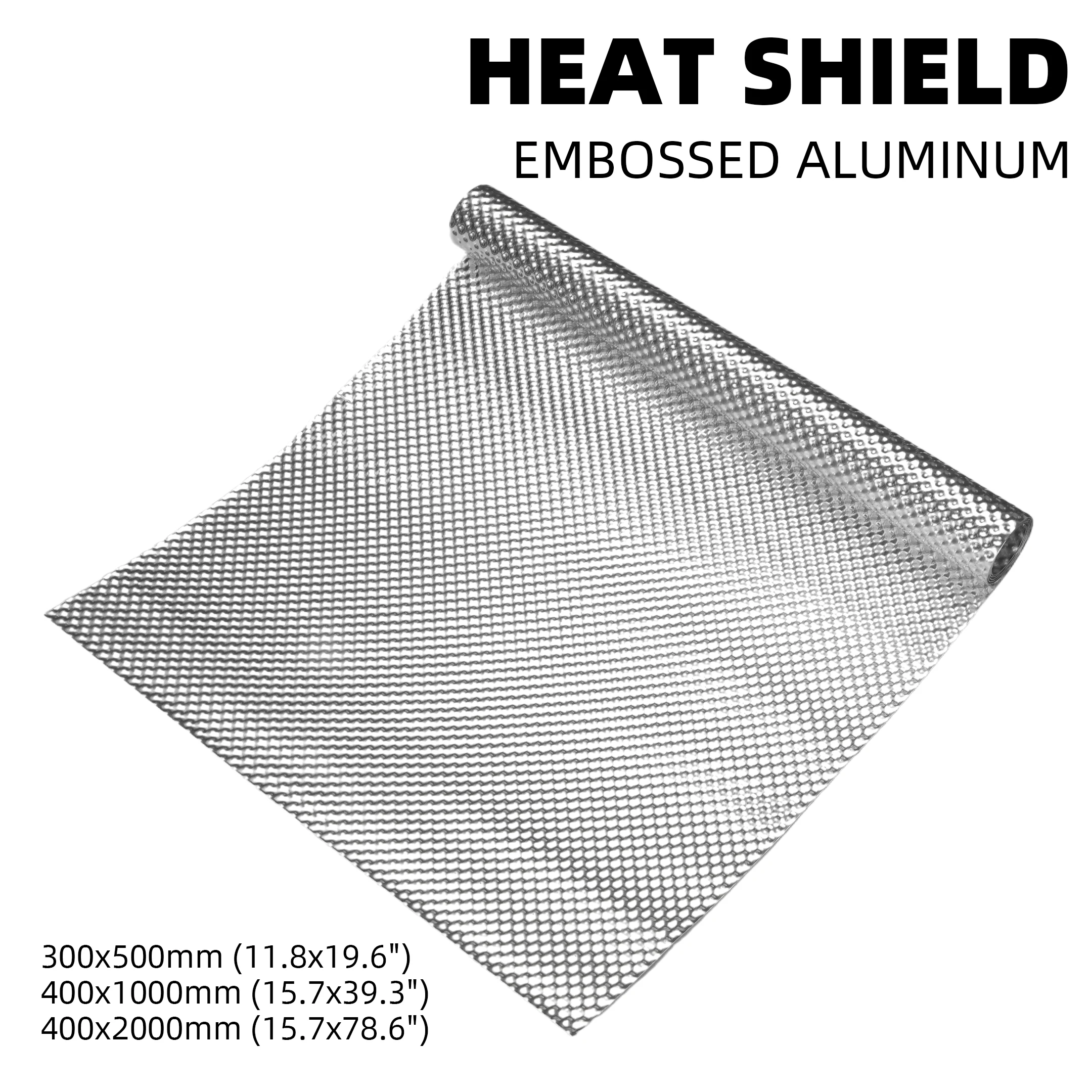 Universal Heat Barrier Shield for Catalytic Converter Exhaust Pipe Engine Bay Embossed Heat Barrier Shield Roll with Cable Ties