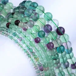 A+ Natural Colorful Fluorite Loose Beads for Jewelry Making Bracelet Necklace Wholesale Stone Beads DIY Accessories 6 8 10mm