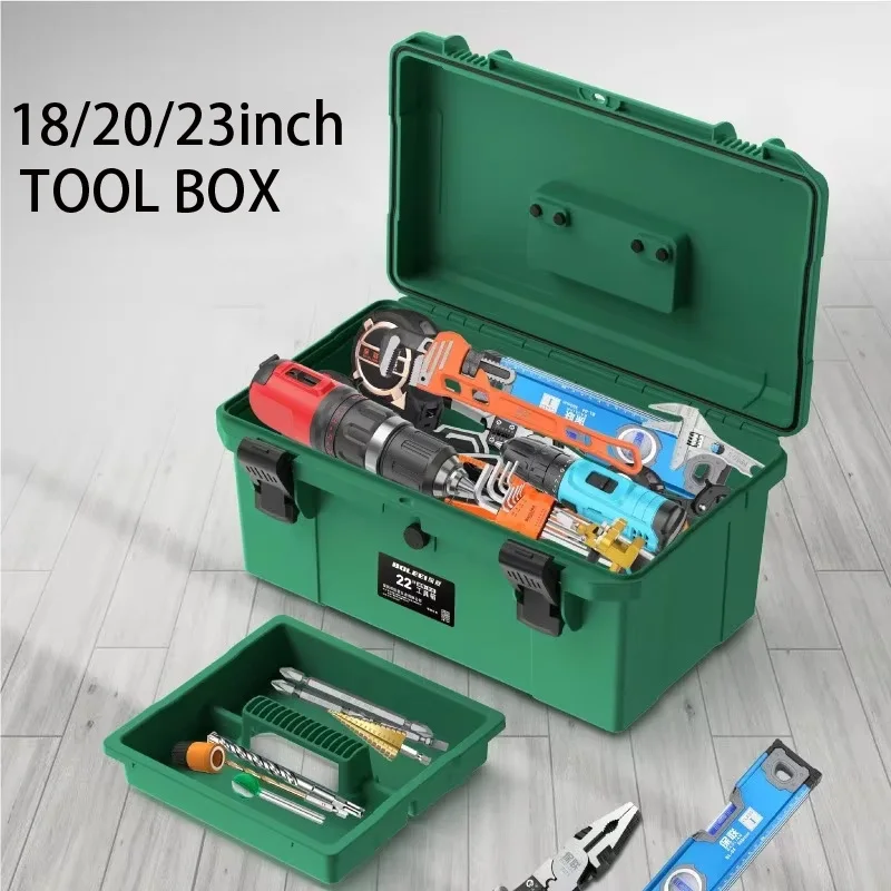 18/20/23 Inch Large Plastic Tool Box Waterproof Professional Electrician Storage Protective Shockproof Suitcase Tool Box