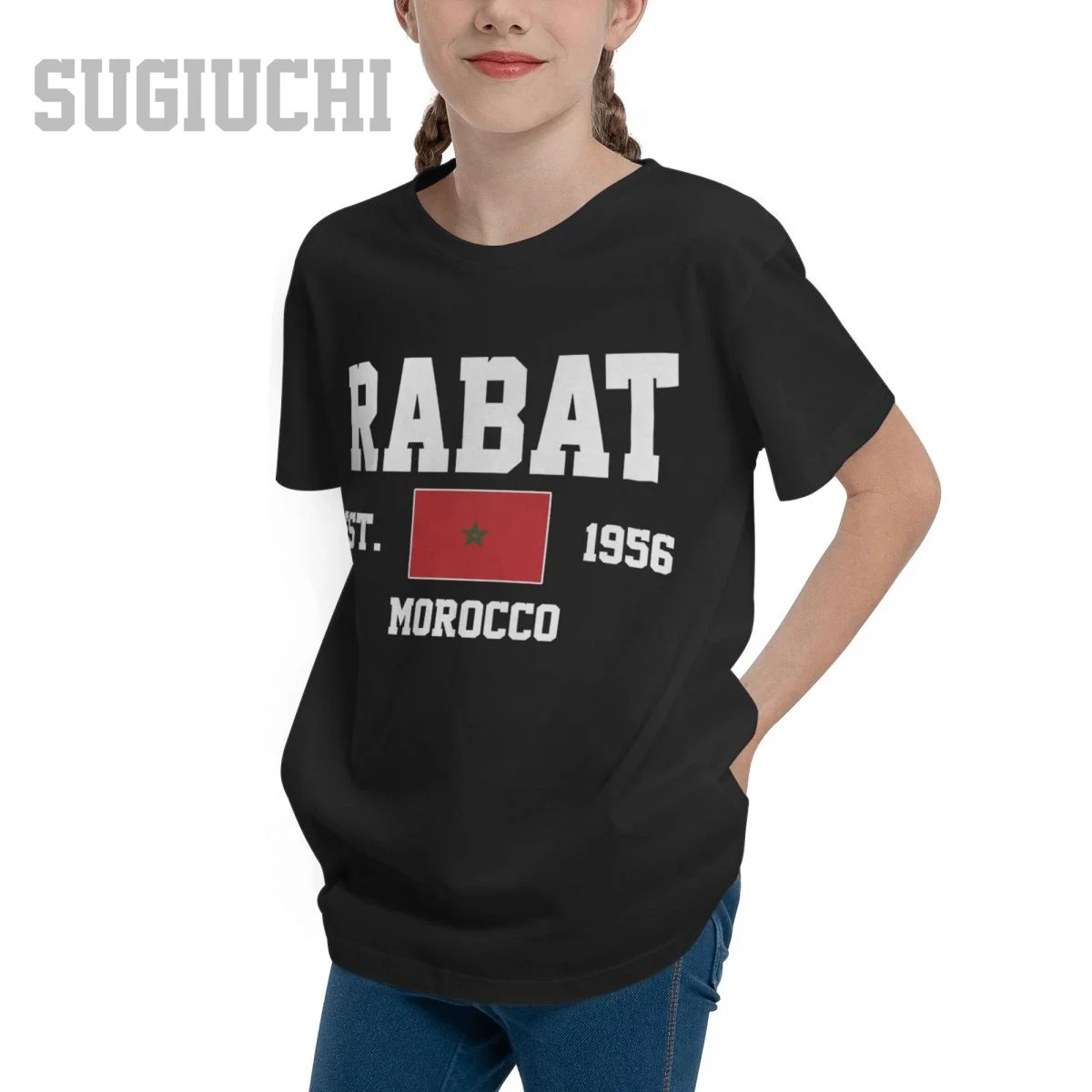 Unisex Youth Boy/Girl Morocco EST.1956 Rabat Capital T-shirt Kids tshirt tee 100% Cotton T Shirt o-neck short sleeve Children