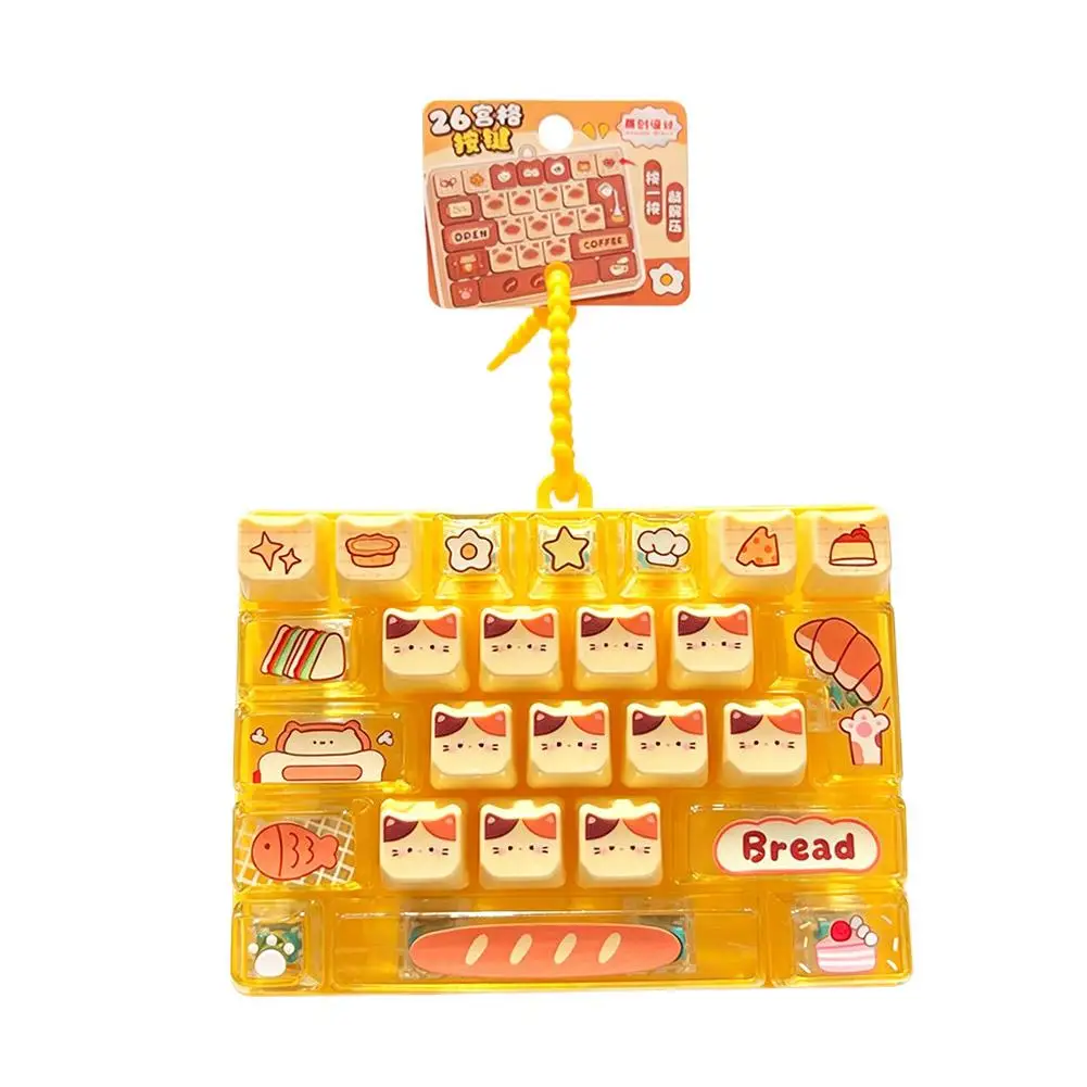26-Grid-Tastenkappen-Klicker, Anti-Stress-Fidget-Tastatur-Schlüsselanhänger, Entspannungsknopf, Cartoon-Handentspanner, Partygeschenk, 26-Grid-Tastenkappen-Schlüsselanhänger – Detail 5