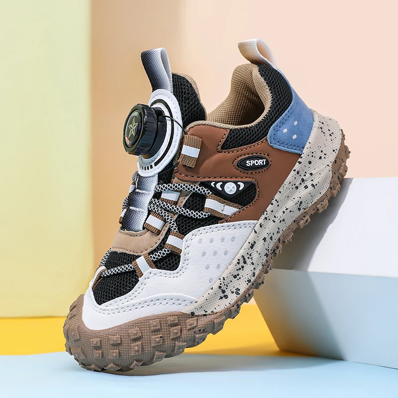 

New Fashion Kids Sneakers Rotating Buckle Casual Sports Shoes for Boys and Girls Trendy Running Sneakers for Children Walking