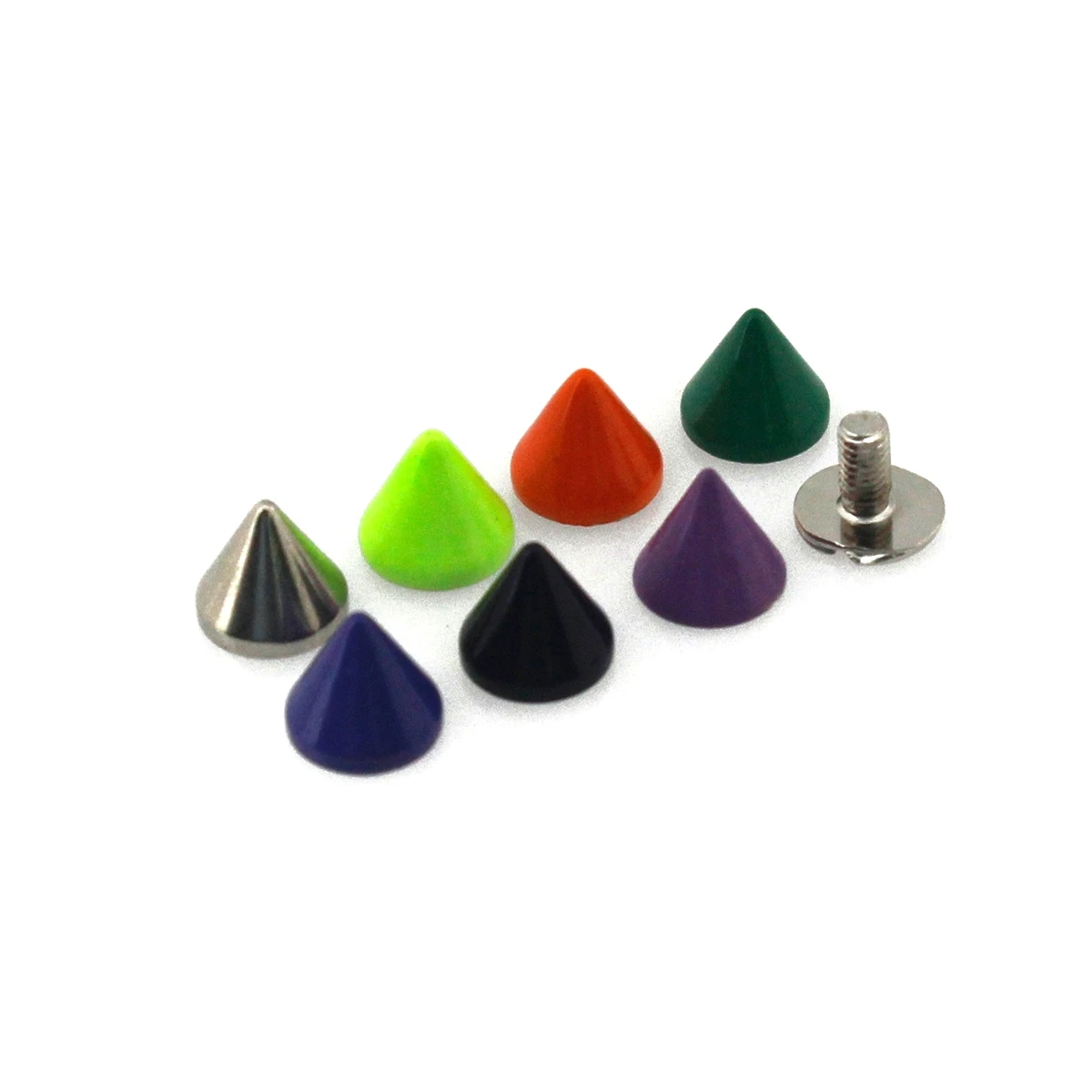 10pcs More Color Brass Bullet Cone Spike Punk Screwback Studs Bag Clothes Leather Craft Phone Case Diy Decor Accessories