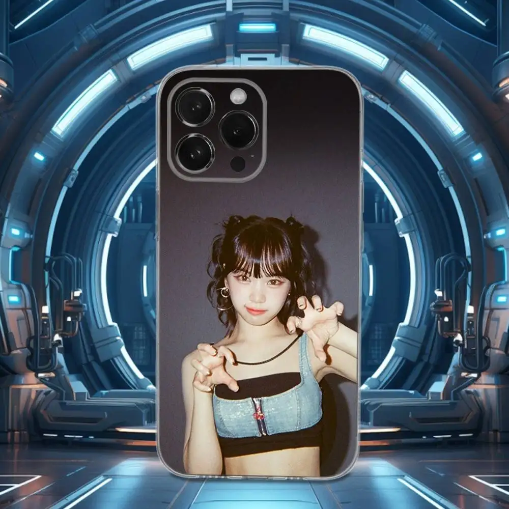 حافظة K-Kim C-Chaewon Singer لهاتف iPhone 15,11,12,13,16,14,17,Pro,Max,Plus,SE,Mini,X,XS,XR, سيليكون ناعم شفاف