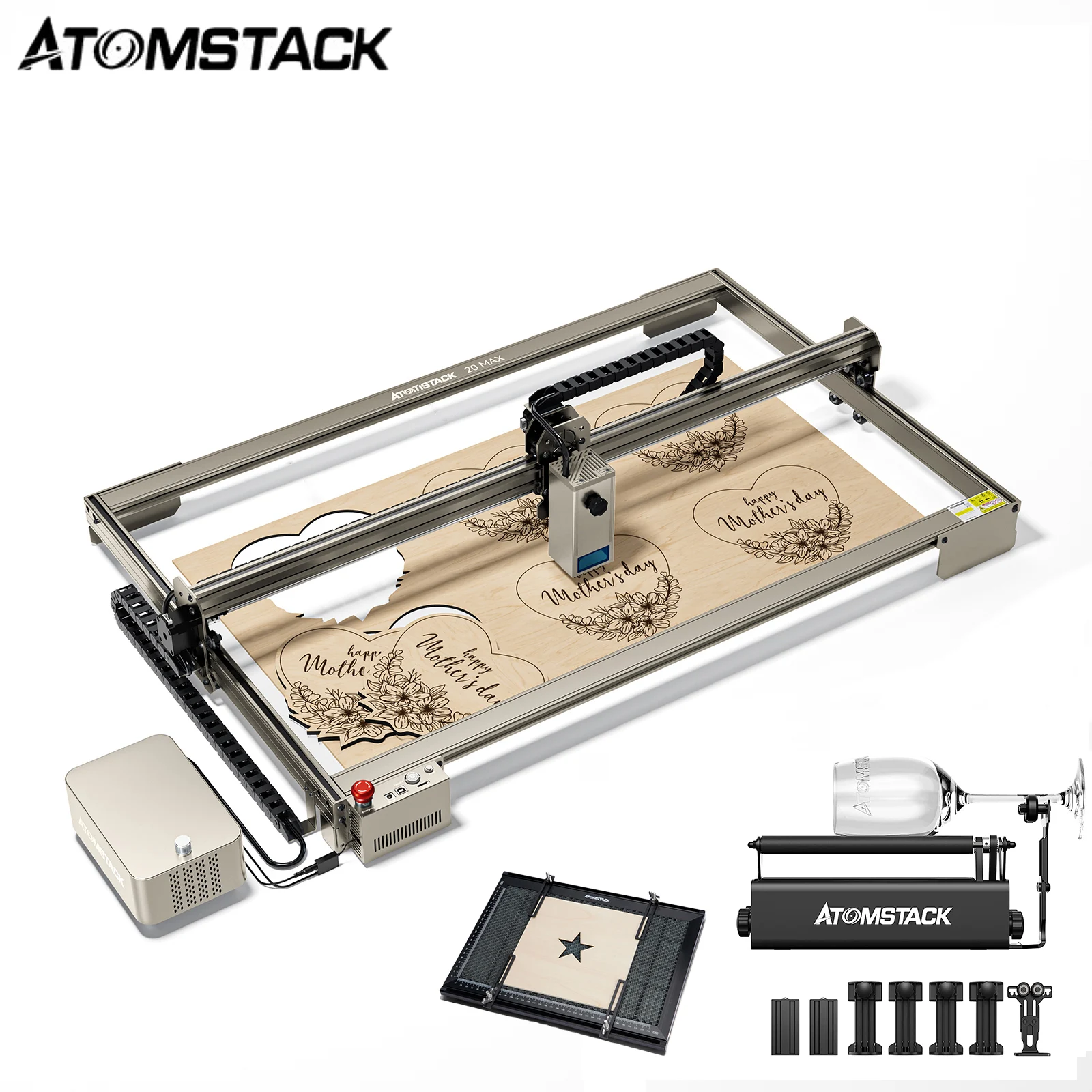 

ATOMSTACK S20 MAX 130W Laser Engraver Cutting Machine 850*400mm CNC Desktop Support APP Offline Engraving Built in Air Assist