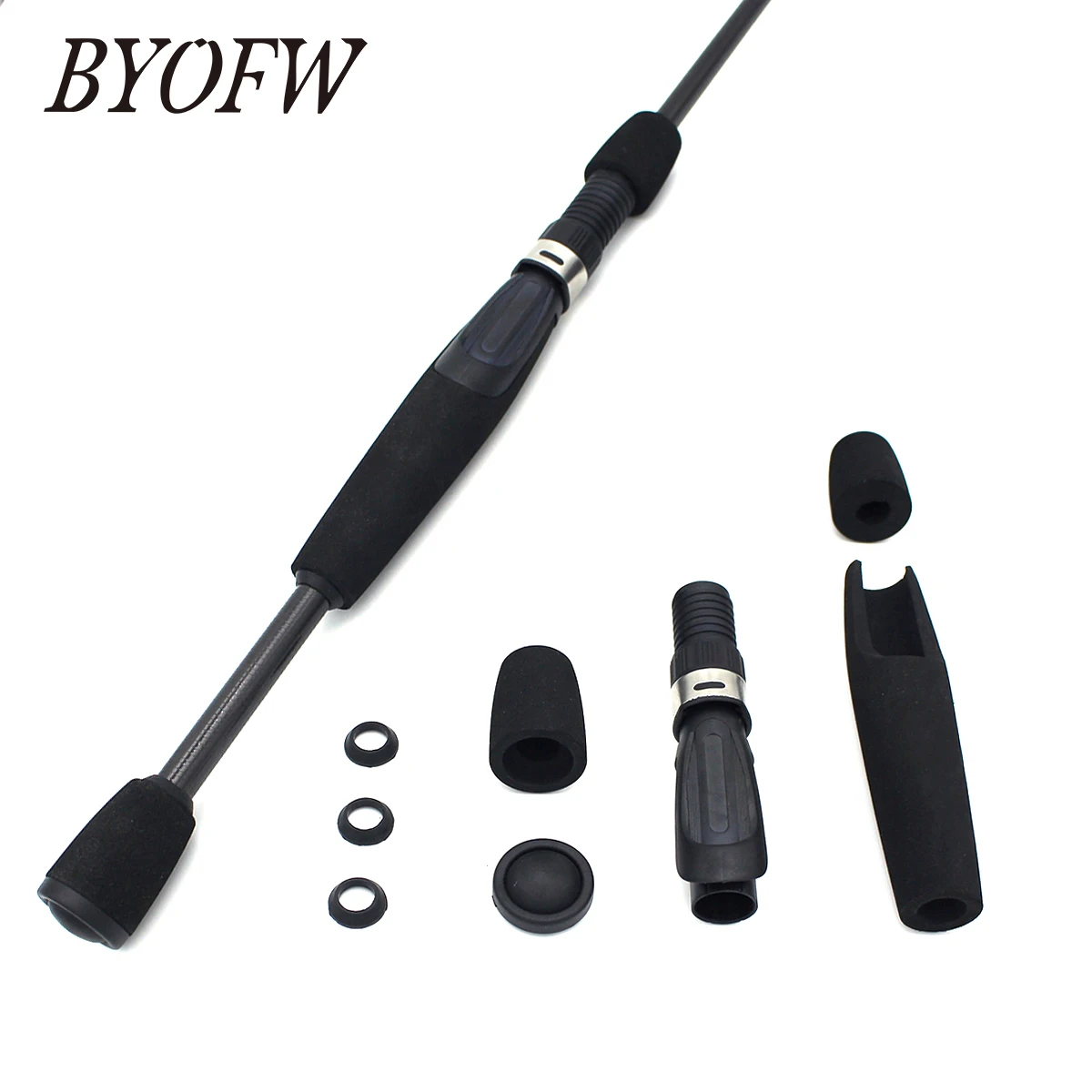 

BYOFW Lightweight Spinning Fishing Rod Handle Black EVA Foam Pole Building Replacement Repair Part With Reel Seat Grip Tackle